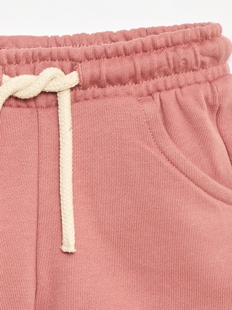 Pantalón corto de felpa ligero liso Rosa - Kiabi