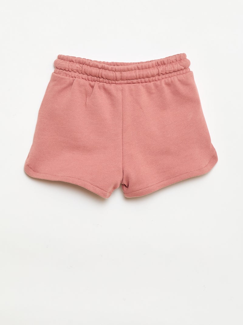 Pantalón corto de felpa ligero liso Rosa - Kiabi