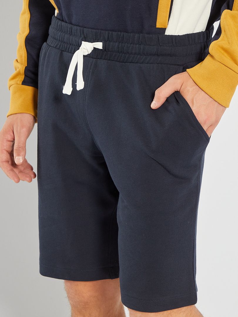 Pantalón corto de felpa lisa AZUL - Kiabi