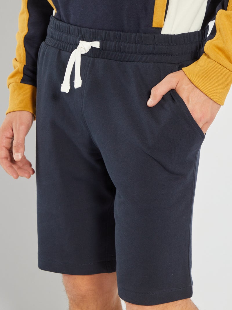 Pantalón corto de felpa lisa AZUL - Kiabi