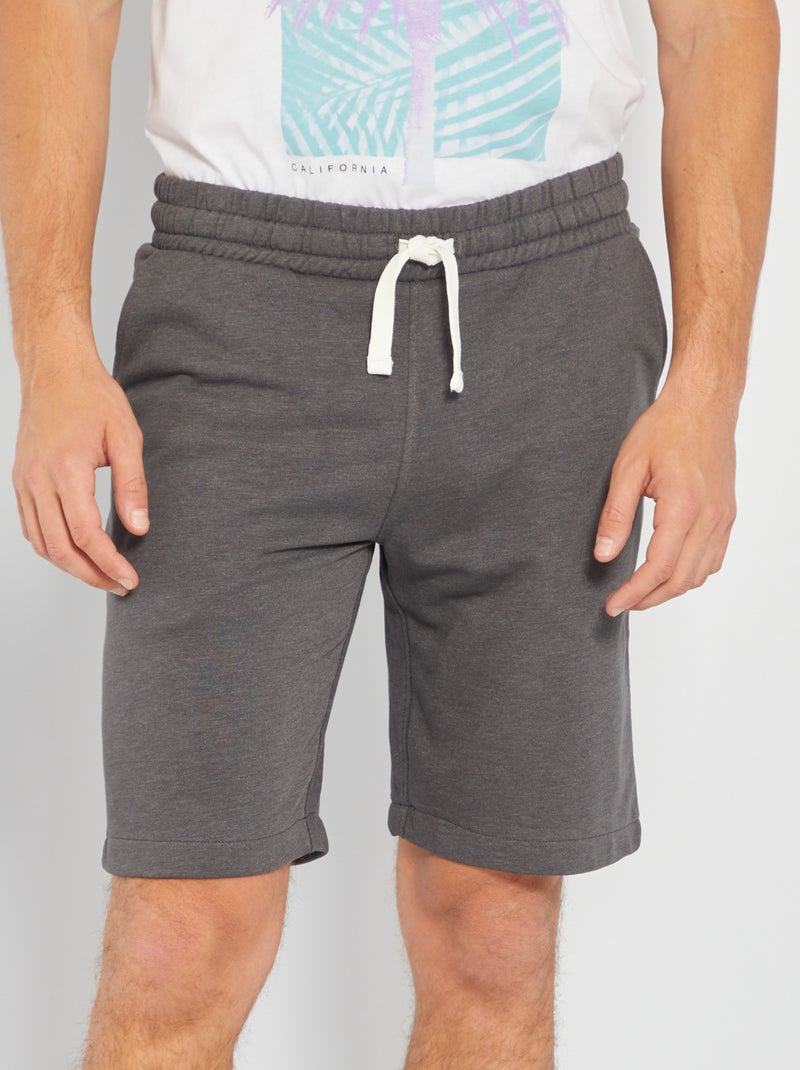 Pantalón corto de felpa lisa GRIS - Kiabi