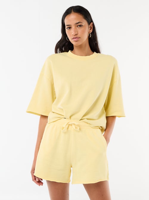 Pantalón corto de felpa liso - Kiabi