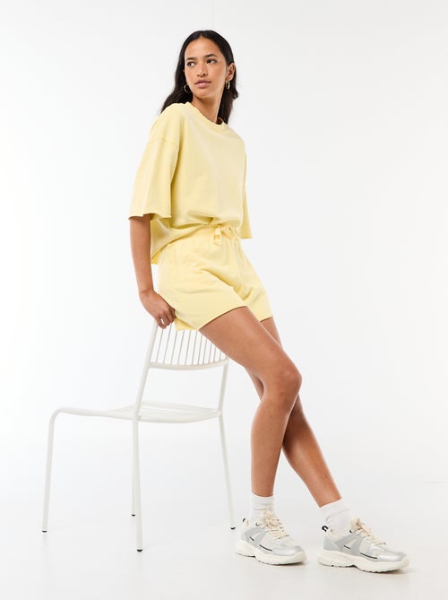 Pantalón corto de felpa liso - Kiabi