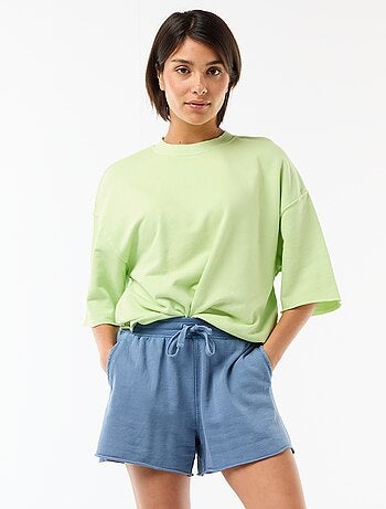 Pantalón corto de felpa liso