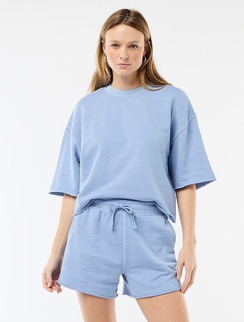 Pantalón corto de felpa liso