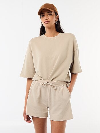 Pantalón corto de felpa liso