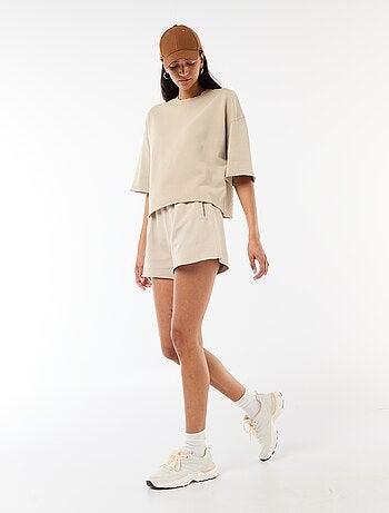 Pantalón corto de felpa liso