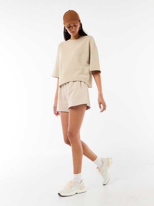 Pantalón corto de felpa liso - Kiabi