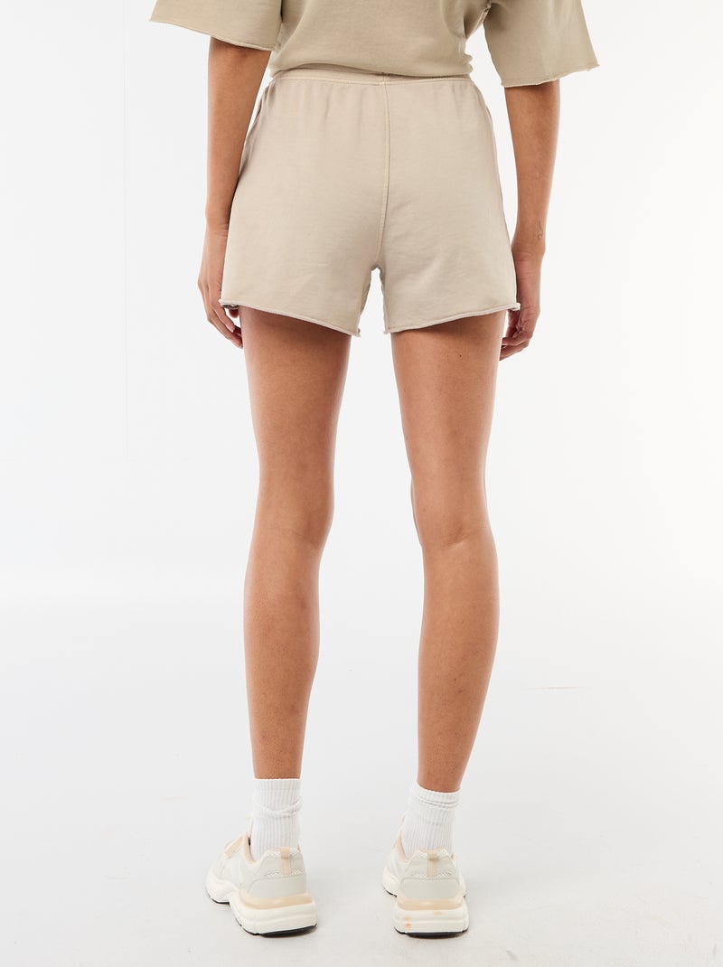 Pantalón corto de felpa liso Beige - Kiabi