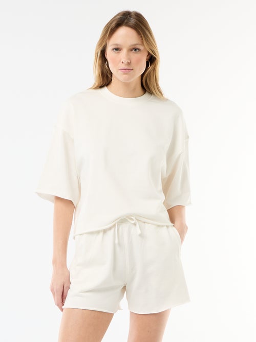 Pantalón corto de felpa liso - Kiabi