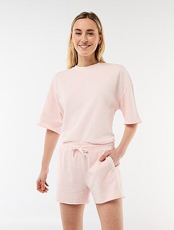 Pantalón corto de felpa liso
