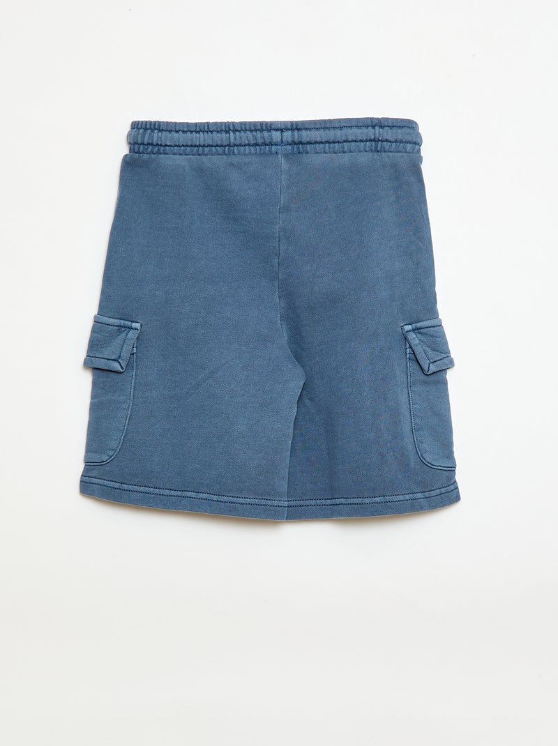 Pantalón corto de felpa multibolsillos Azul - Kiabi
