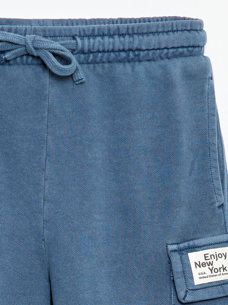 Pantalón corto de felpa multibolsillos Azul - Kiabi
