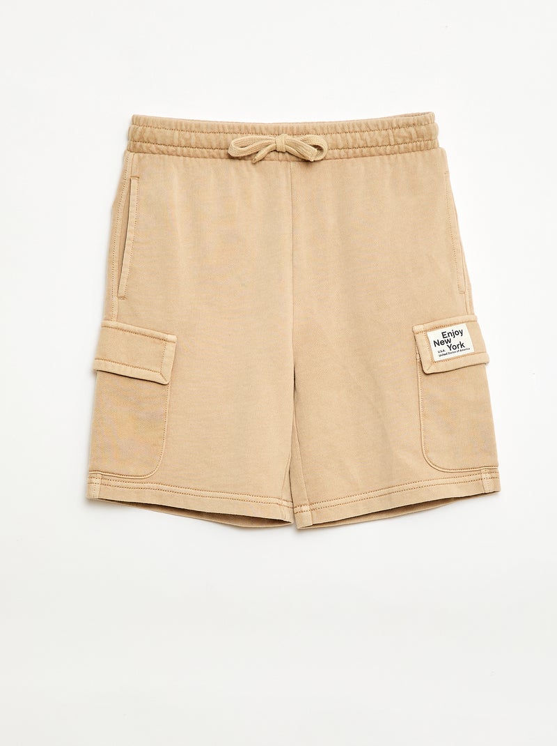 Pantalón corto de felpa multibolsillos Beige - Kiabi