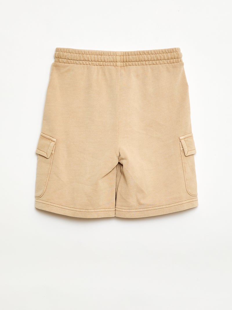 Pantalón corto de felpa multibolsillos Beige - Kiabi