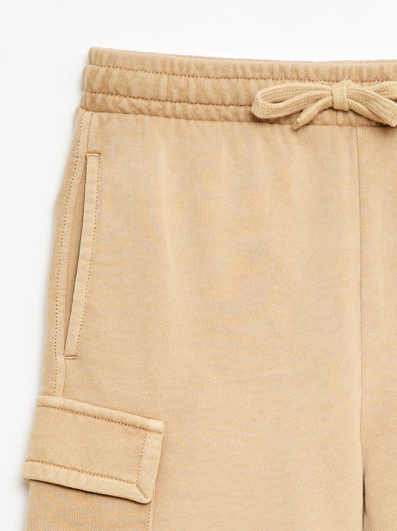 Pantalón corto de felpa multibolsillos Beige - Kiabi