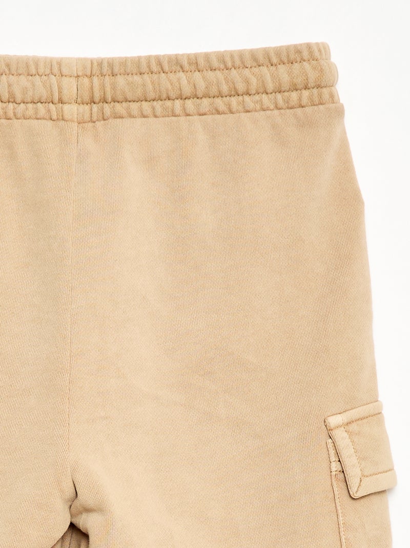 Pantalón corto de felpa multibolsillos Beige - Kiabi