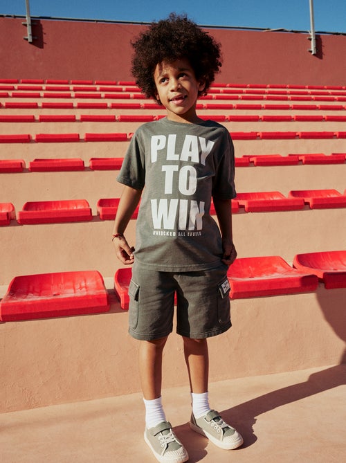 Pantalón corto de felpa multibolsillos - Kiabi