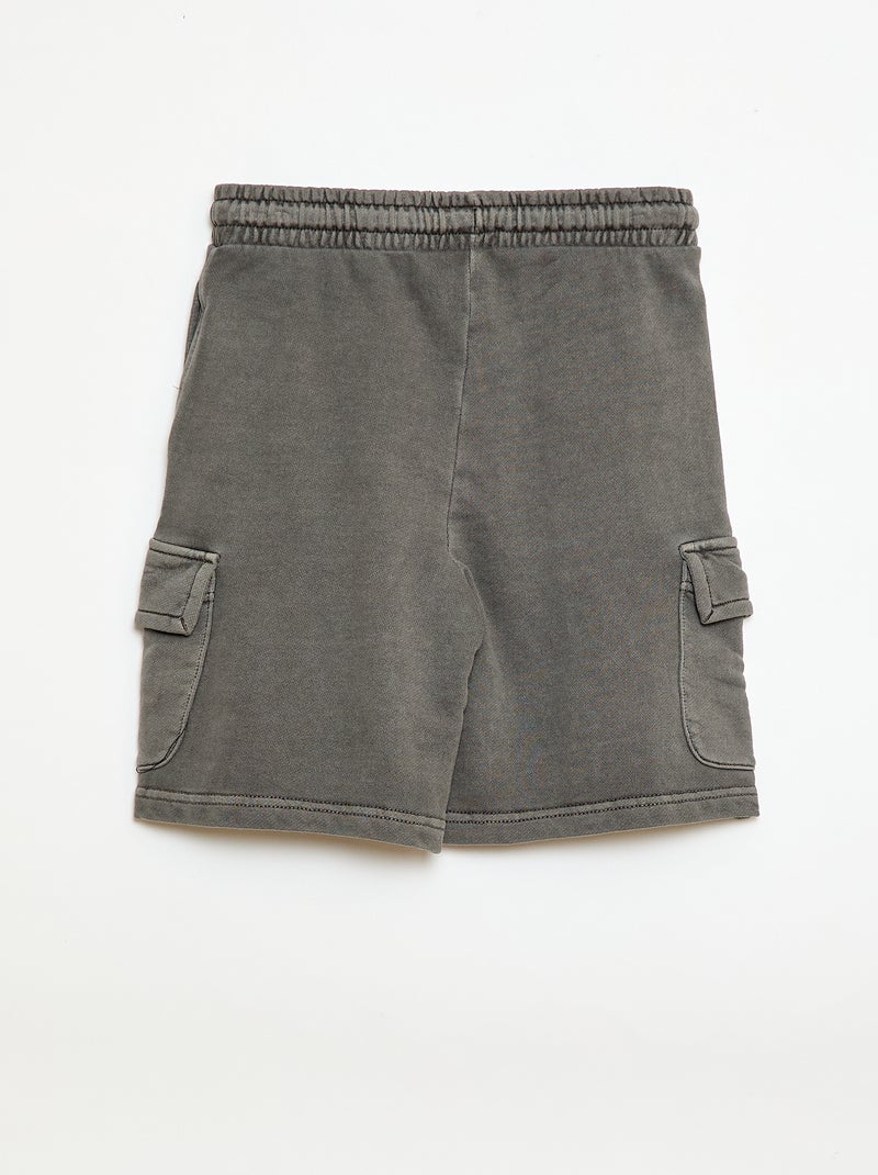 Pantalón corto de felpa multibolsillos Gris - Kiabi
