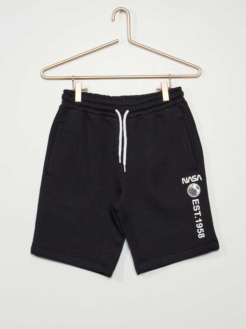 Pantalón corto de felpa 'NASA' Negro - Kiabi