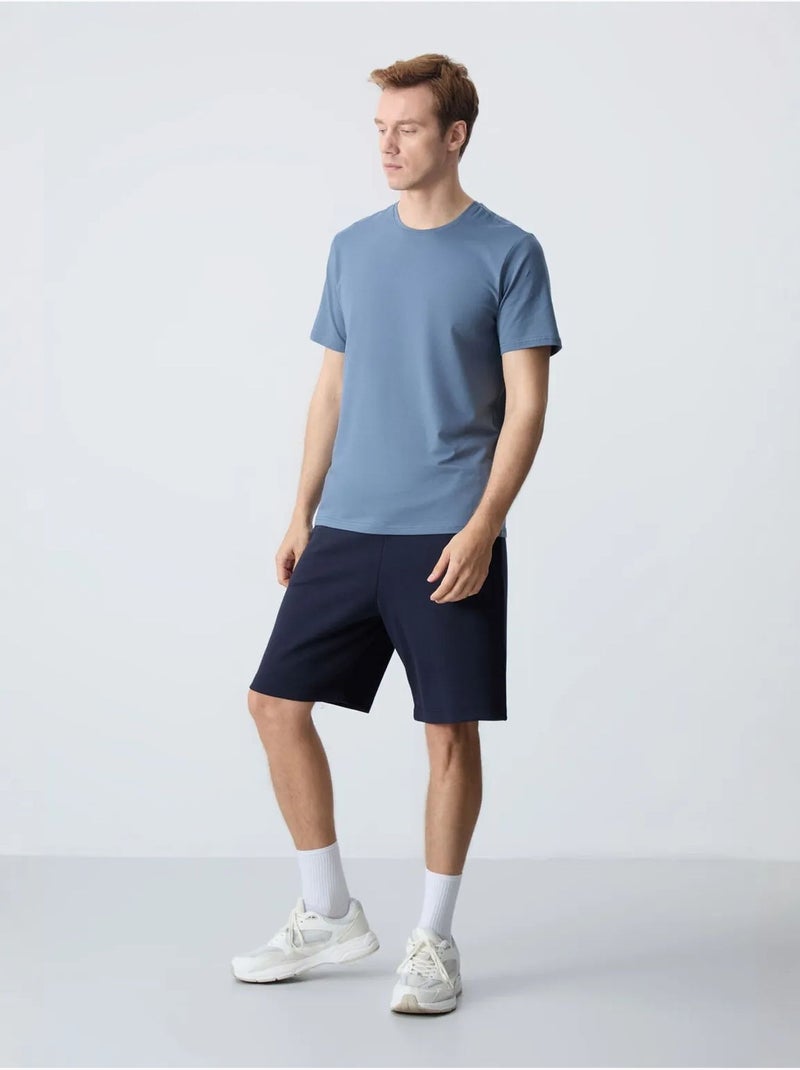 Pantalón corto de felpa para hombre de mezcla de algodón tommy Azul marino - Kiabi