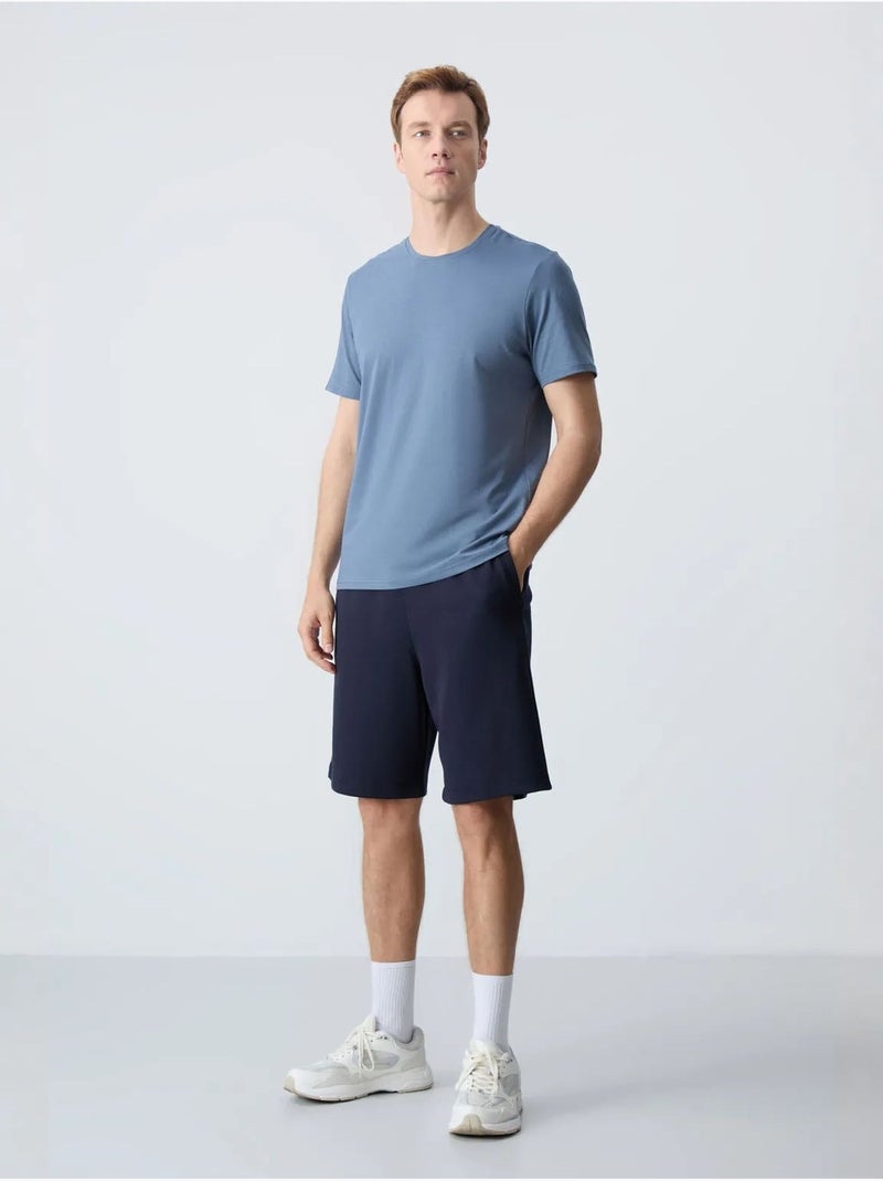 Pantalón corto de felpa para hombre de mezcla de algodón tommy Azul marino - Kiabi