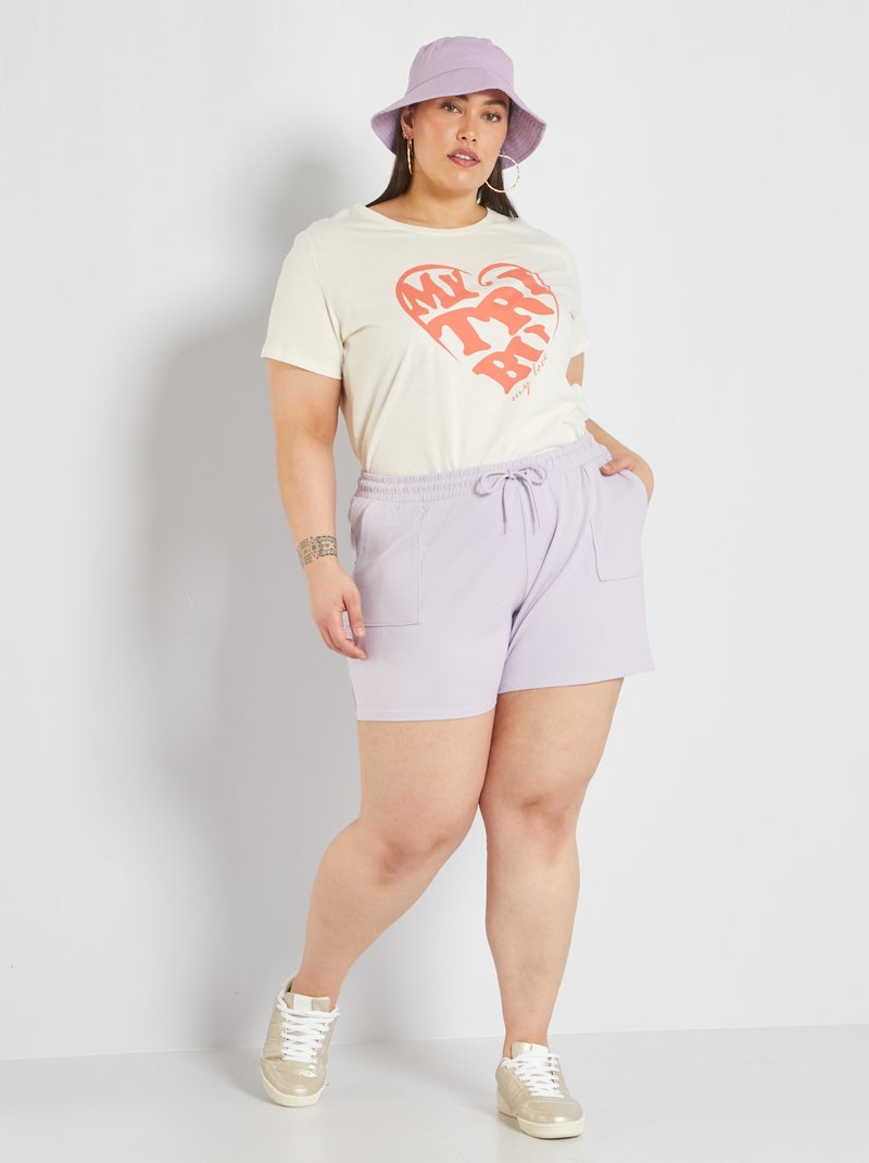 Pantalón corto de felpa ROSA - Kiabi