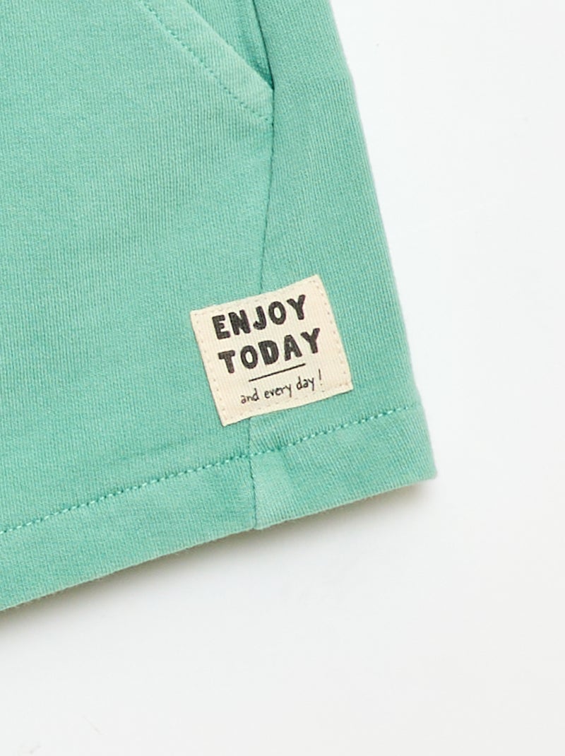 Pantalón corto de felpa sin cepillar Verde - Kiabi