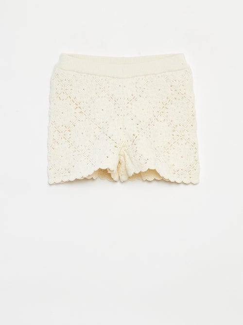 Pantalón corto de ganchillo con bordes festoneados - Kiabi