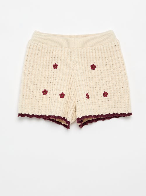 Pantalón corto de ganchillo con detalles bordados - Kiabi