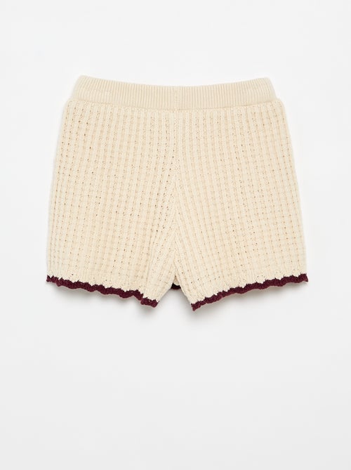 Pantalón corto de ganchillo con detalles bordados - Kiabi