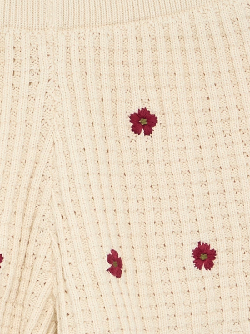 Pantalón corto de ganchillo con detalles bordados Beige - Kiabi