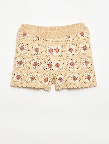 Pantalón corto de ganchillo con estampado