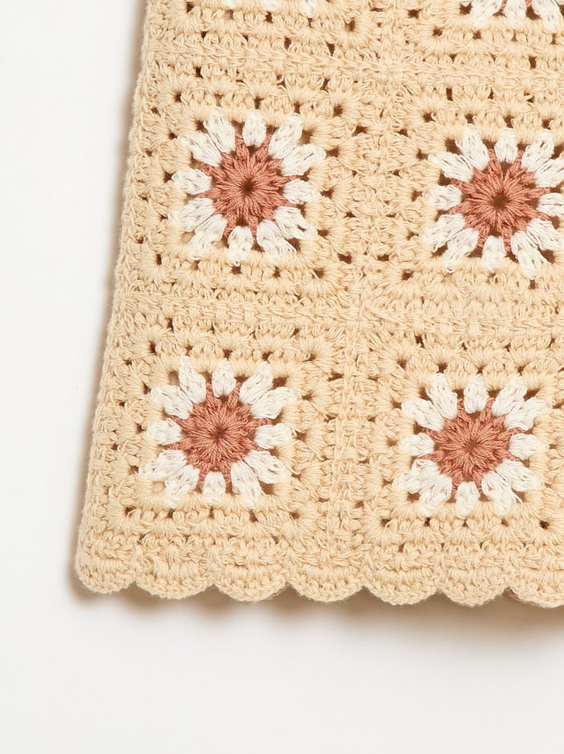 Pantalón corto de ganchillo con estampado Beige - Kiabi
