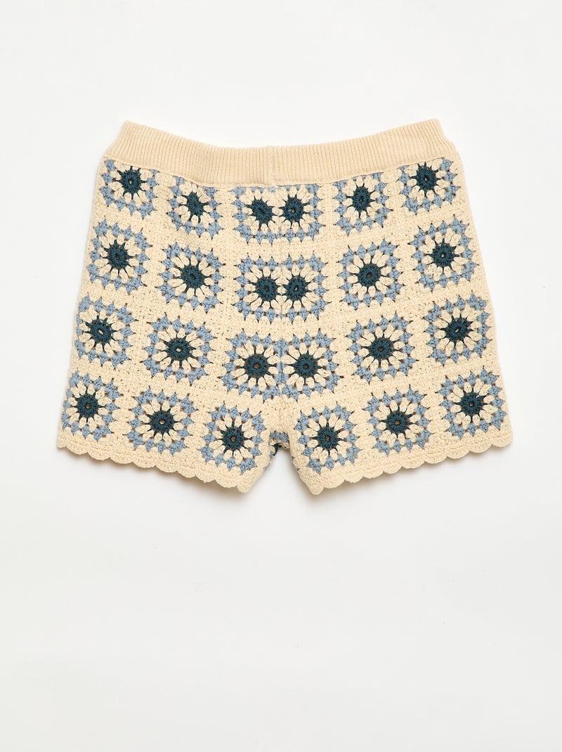 Pantalón corto de ganchillo con estampado Beige - Kiabi