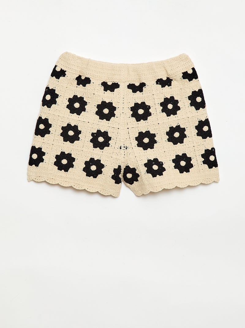 Pantalón corto de ganchillo con estampado Negro - Kiabi