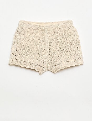 Pantalón corto de ganchillo liso