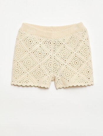Pantalón corto de ganchillo liso