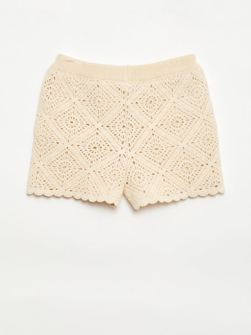 Pantalón corto de ganchillo liso Blanco - Kiabi