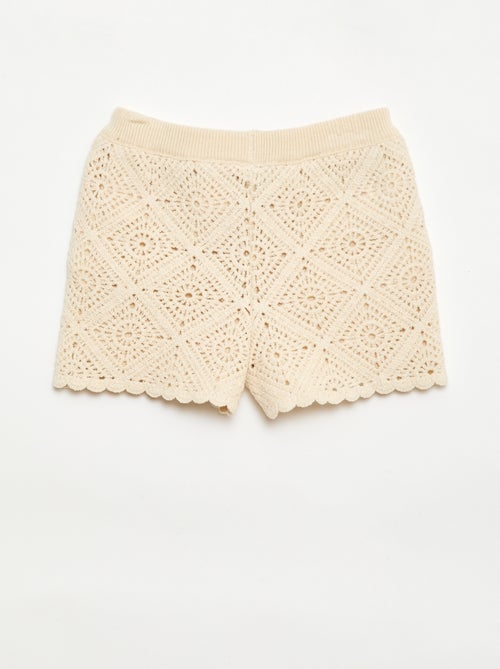 Pantalón corto de ganchillo liso - Kiabi