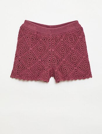 Pantalón corto de ganchillo liso