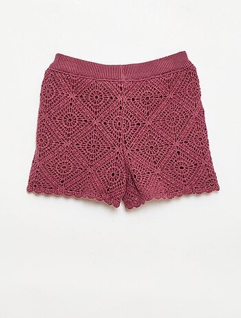 Pantalón corto de ganchillo liso