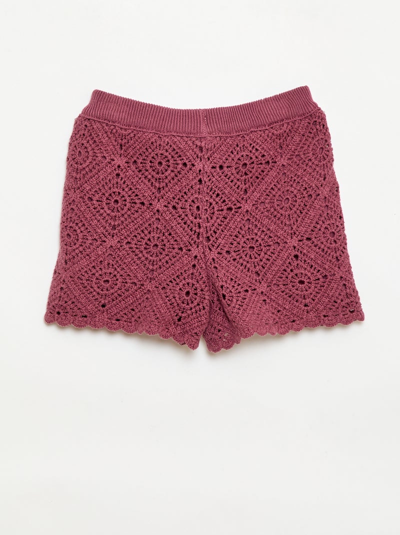 Pantalón corto de ganchillo liso Rojo - Kiabi