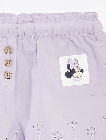 Pantalón corto de gasa de algodón con bordado inglés 'Disney'