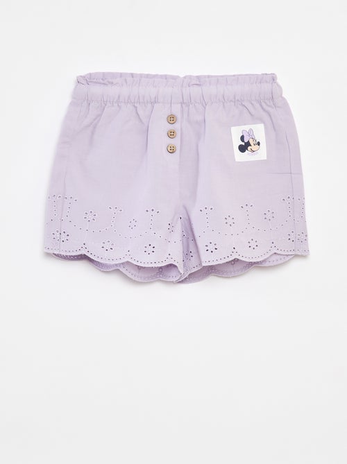 Pantalón corto de gasa de algodón con bordado inglés 'Disney' - Kiabi