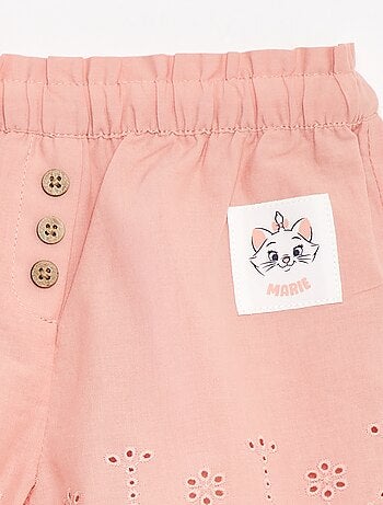 Pantalón corto de gasa de algodón con bordado inglés 'Disney'
