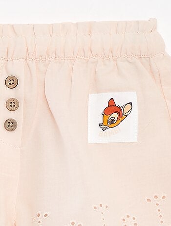Pantalón corto de gasa de algodón con bordado inglés 'Disney'