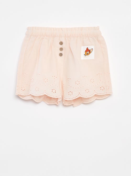 Pantalón corto de gasa de algodón con bordado inglés 'Disney' - Kiabi
