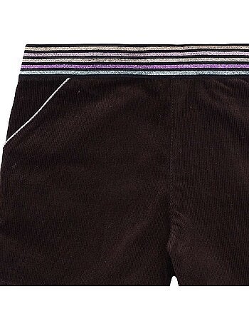 Pantalón Corto de Invierno Niña | Terciopelo Marrón | Cinturón con Brillos | POUPETTE