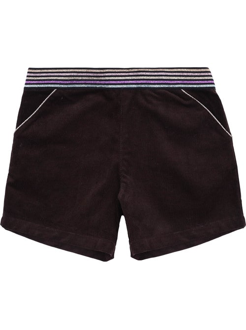 Pantalón Corto de Invierno Niña | Terciopelo Marrón | Cinturón con Brillos | POUPETTE - Kiabi